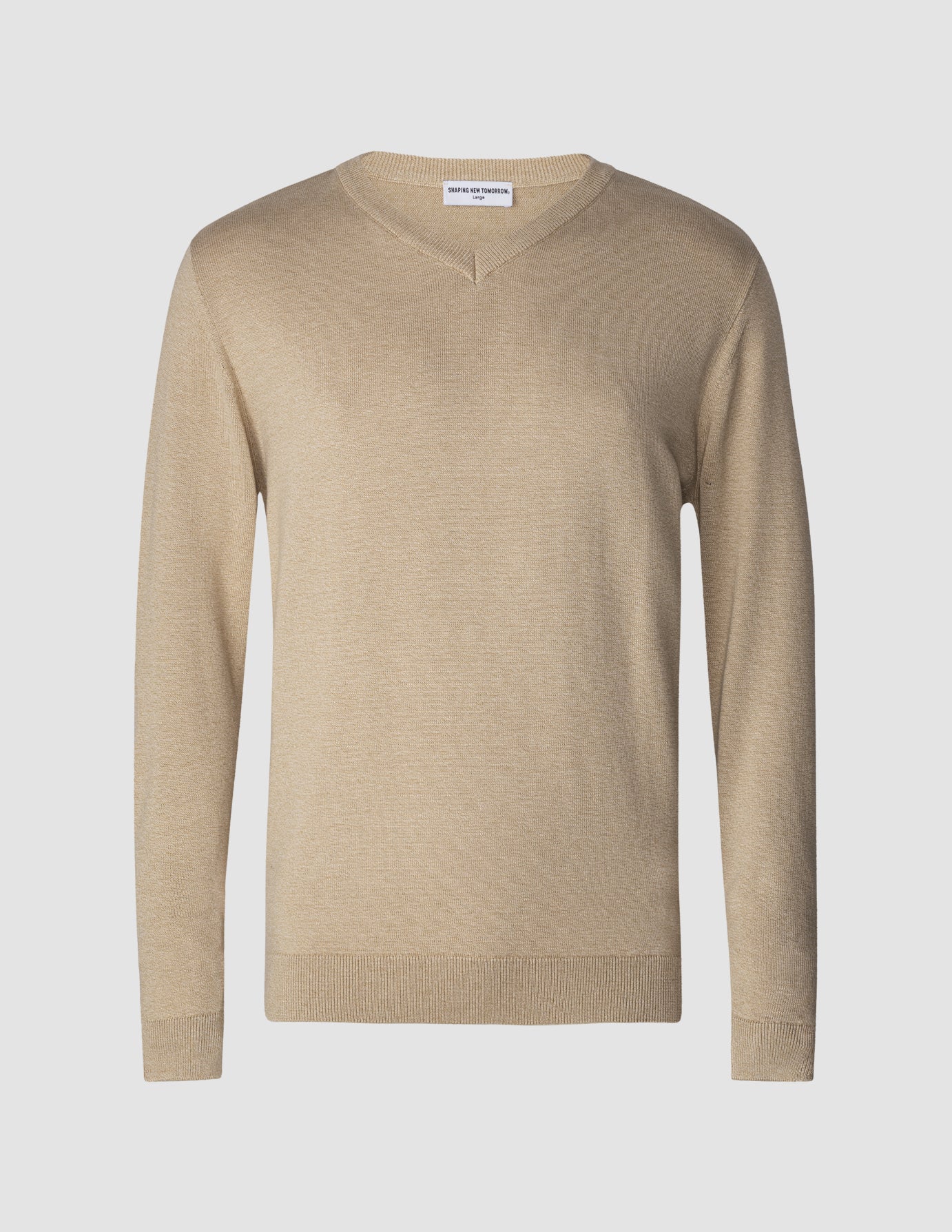 Fine Knit V-neck Khaki Molinaire
